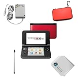Nintendo 3DS XL Handheld Console Bundle – Includes Charger, Carrying Case, Stylus & Cleaning Cloth (Red/Black) (Renewed)