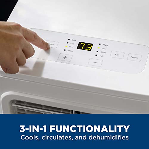 Image of GE 9,000 BTU Portable Air Conditioner for Small Rooms up to 250 sq ft. (6,100 BTU SACC), 3-in-1 with Dehumidify, Fan and Auto Evaporation, Included Window Installation Kit