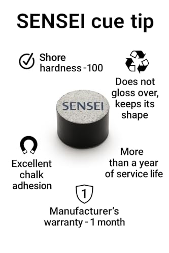 Sensei Extreme Billiard cue tip Premium cue tip for Pool Carom Russian Pyramid Snooker Billiard Warranty from 1 Month Made from Full Grain Leather 14 mm Professional Hard Billiard cue tip