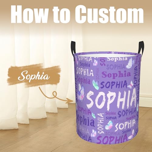 Image of Custom Name Laundry Hamper, Personalized Laundry Basket with Name for Boys Girls Kids Men Women, Customized Name Dirty Clothes Basket Gifts for Clothes Toy Bathroom Bedroom Laundry Room Dorm