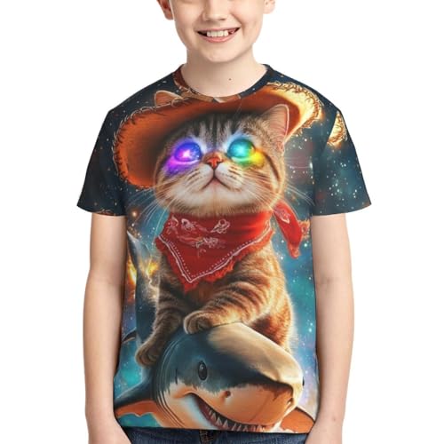 Boy's Short Sleeve T Shirt Dinosaur Graphic Crewneck Tshirts 3D Printed Cartoon Tee Shirt for Youth Boys Girls Teen 6-16