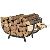 Kendane 30 Inch Kaminholzregal Metall, U-förmigen Brennholzregal für innen/außen，Kaminholzständer Kaminholzkorb für Lagerfeuer, Camping, Reisen