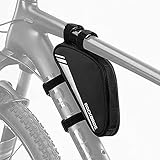 BOLSA TRIANGULAR: Pequeña y fina, esta bolsa se monta bien bajo el tubo de la bicicleta, no tocará tu pierna, hace que no notes que está ahí mientras conduces. Se adapta a la mayoría de las bicicletas de carretera, mtb, dh, etc.