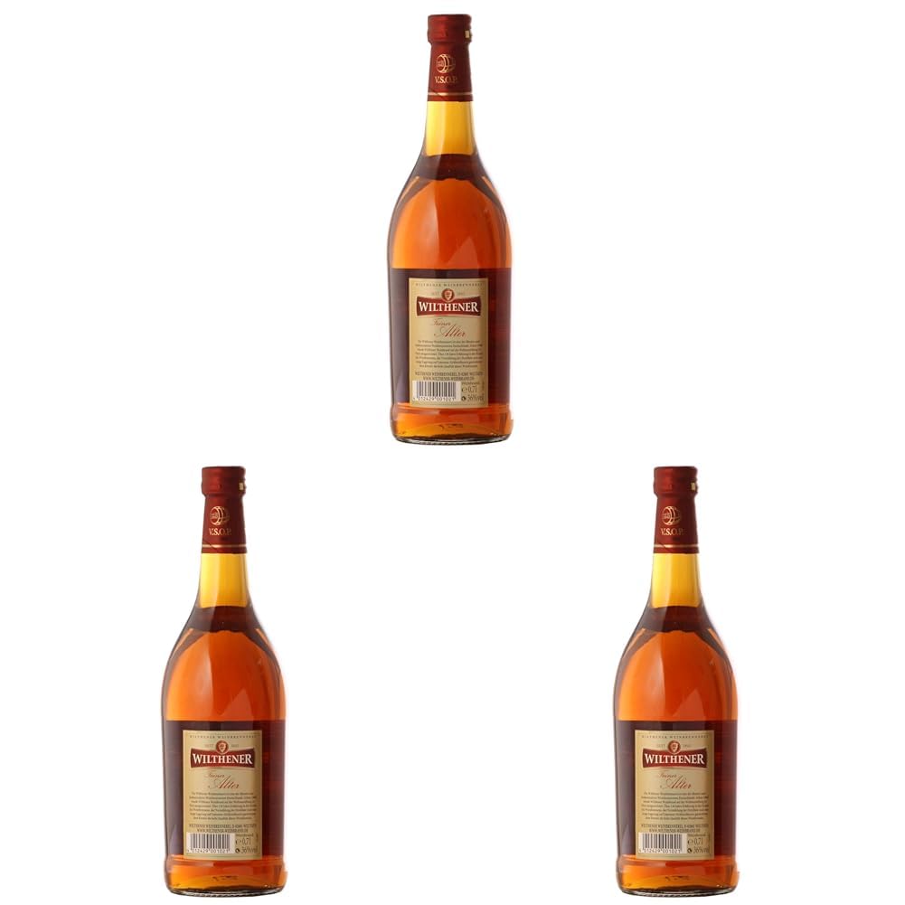 Wilthener Feiner Alter Weinbrand 36% vol., Brandy in V.S.O.P.-Qualität, in Limousin-Eichenholzfässern gelagert (1 x 0.7 l) (Packung mit 3)