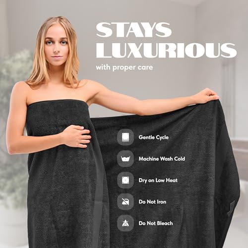 Image of White Classic Luxury Soft Black Bath Sheet Towels - 650 GSM Cotton Luxury Bath Towels Extra Large 35x70 | Highly Absorbent and Quick Dry | Hotel Collection Extra Large Bath Towels Oversized, 2 Pack