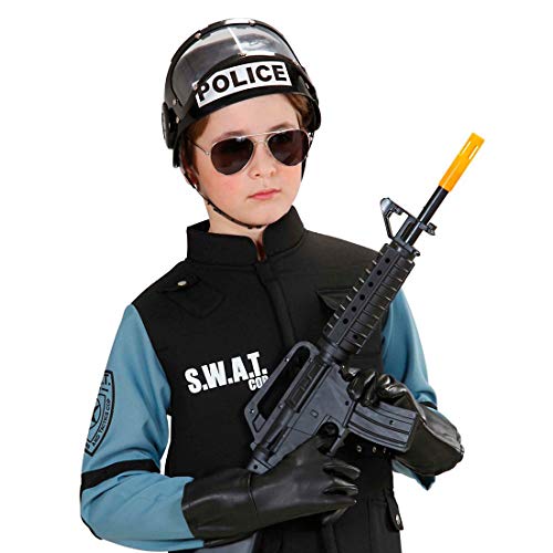 NET TOYS Casco Infantil de policía en Color Negro Gorro niño