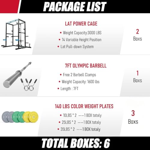Image of SPORTSROYALS Power Rack, Multi-Functional Power Cage, Squat Rack with Pulley System & LAT Pull Down, Workout Cage with J Hooks for Home Gym