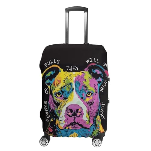 Punk Pitbull Dog Graffiti Travel Suitcase Protector Luggage Cover Protective Washable Anti-scratch Baggage Cover