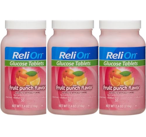 Relion Glucose Tablets - Fruit Punch Flavor - 50 Counts (3 Pack)
