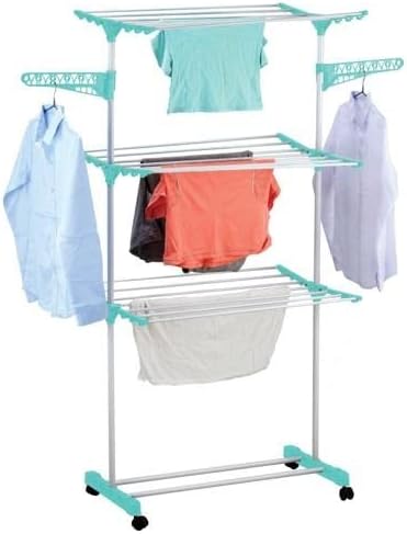 AAMEN Outstanding Strength 3 Tier Winged Airer, Multi Functional Clothing Airer, Free Standing Folding Clothes Airer, Clothes Airer Indoor With Shoes Rack, Practical Tower Clothes Airer