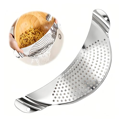Yuiturt Passoire à pâtes en acier inoxydable - 33 x 13,5 cm - Pour pâtes, pommes de terre, légumes, légumes - Aide à l'égouttage plat - Passoire à pâtes - Aide à égoutter les casseroles