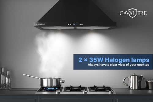 Image of CAVALIERE Value-Focused 462 CFM Wall Mount Range Hood 30 Inch, 3-Year Warranty, Enhanced Stainless Steel, Ducted /Ductless Range Hood Convertible (Kit Included) LED Lights, Baffle Filter, Touch Control