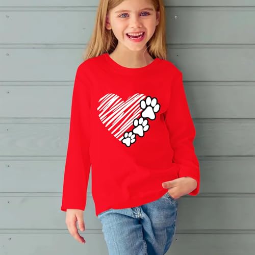 Girl's Long Sleeve T-Shirts Love Dog Claw Graphic Tees Shirts Cotton Fall Tops Casual Round Neck Tshirts4
