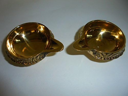 Par de lámparas de aceite de diseño de latón Diyas Kuber Hindú Puja Iluminación religiosa