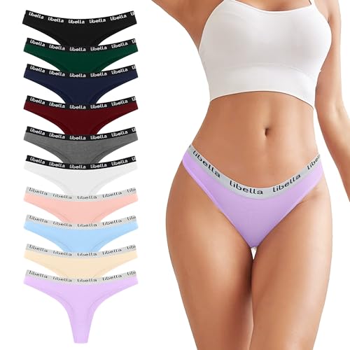 Uizuooy Strings Tanga Femme Coton Sexy Chic Culotte Stretch sous Vêtements Culottes Invisible Multipack Lot de 10 UN1-M