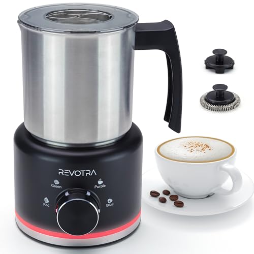 REVOTRA Mousseur à Lait Électrique 4-en-1, Chauffe-Lait et...