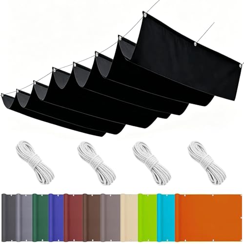 Voile d'ombrage rétractable avec œillets polyester noir protection UV patio - 2