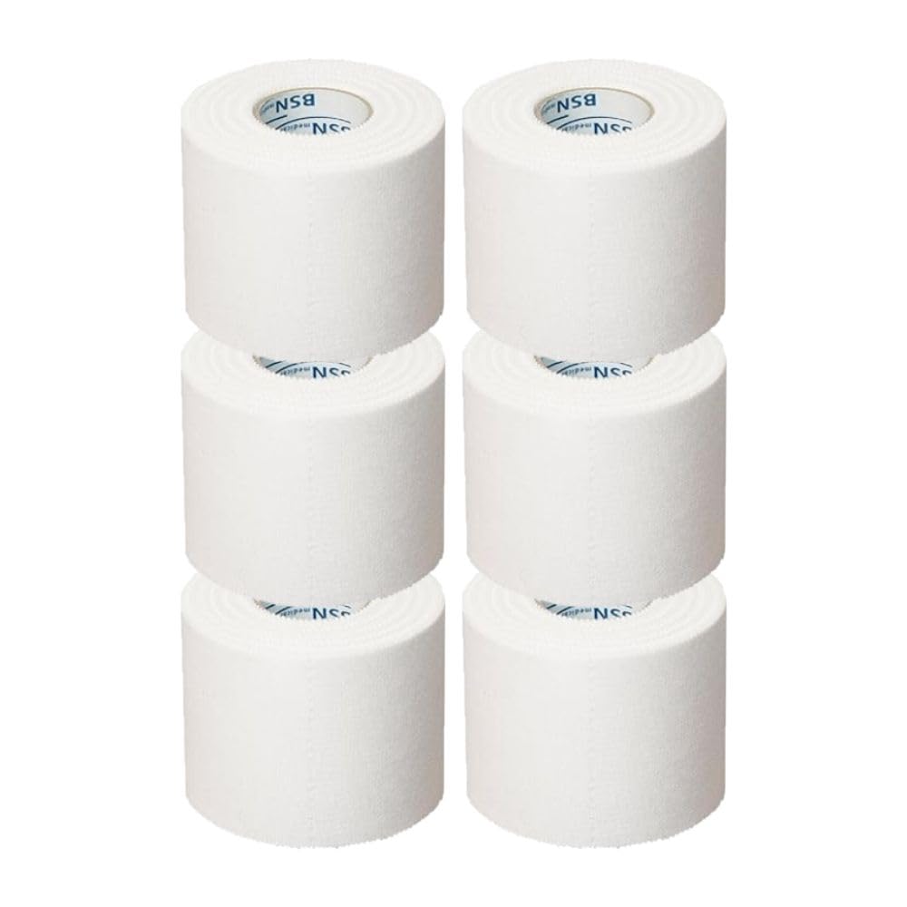 Strappal nastro taping sportivo anelastico professionale tape zigrinato all’ossido di zinco per bendaggi funzionali stabilizzazione articolare fisioterapia e sport | latex free | 5 cm x10 m 6 pz