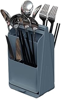 Coolnice Cutlery Holder with Drip Tray Drawer, Flatware Organizer Sink Tidy Caddy Separable Parts Drawer Organizers Dark Blue
