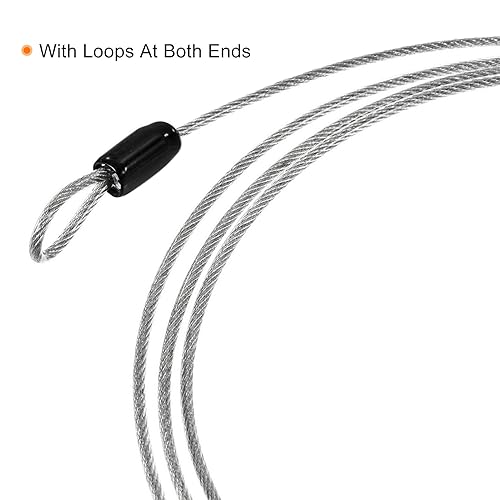 PATIKIL Security Steel Cable 2.5mm x 1m/3.28ft Coated Luggage Lock Wire Rope with Double Loop Transparent, Black 2 Pack - Image 4