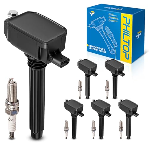 Image of PHILTOP Ignition Coil Pack and Iridium Spark Plugs Fits for Jeep 2016-2018 Grand Cherokee 3.6L, 2018 Wrangler, Chrysler 2017-2018 Pacifica, Dodge 2016-2018 Durango 3.6L, 6PCS UF807