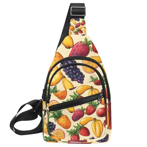 Mochila cruzada Fruits Painting con correa ajustable unisex