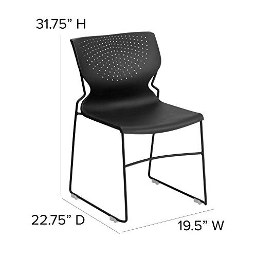 Flash Furniture Hercules Series 661 Lb. Capacity Black Full Back Stack Chair With Black Powder Coated Frame #TOP3