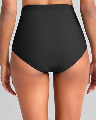 Tempt Me Women's High Waisted Bikini Bottom - Full Coverage Swimsuit Tummy Control Bathing Suit Swim Bottom with Pockets 20254
