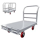 2IN1 Steel Panel Cart Dolly – Large Heavy Duty Drywall Lumber Truck Cart with 2700 LBS Capacity, 40 x 24 Inch 2.2MM Steel Plate, 6.3