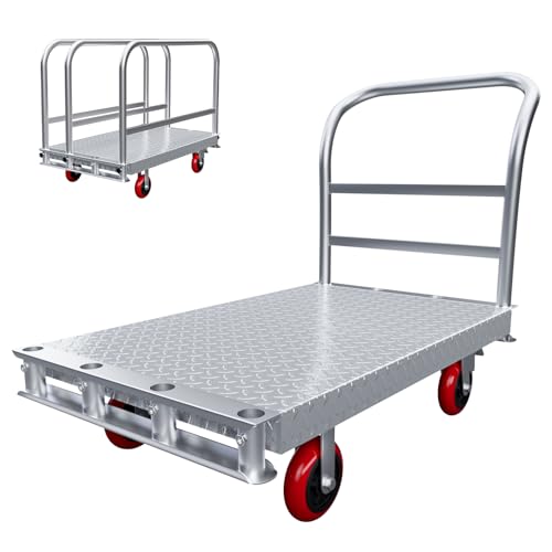 2IN1 Steel Panel Cart Dolly – Large Heavy Duty Drywall Lumber Truck Cart with 2700 LBS Capacity, 40 x 24 Inch 2.2MM Steel Plate, 6.3