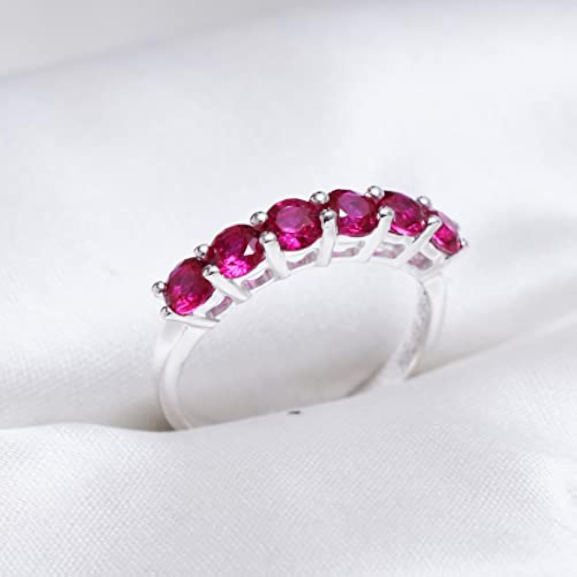 Women's 925 Sterling Silver Pink CZ Gemstone Ring, Gift for Her
