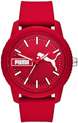 PUMA Men's ULTRAFRESH Quartz Watch with Silicone Strap, Red, 24 (Model: P5083)