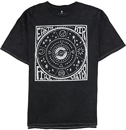 Junk Food Womens Earth Air Fire Water Graphic T-Shirt, Black, Medium