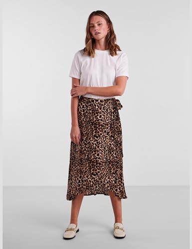 PIECES Damen Pctala Wrap Skirt Noos Bc, Indian Tan/AOP:Leo, S – Ansicht 3