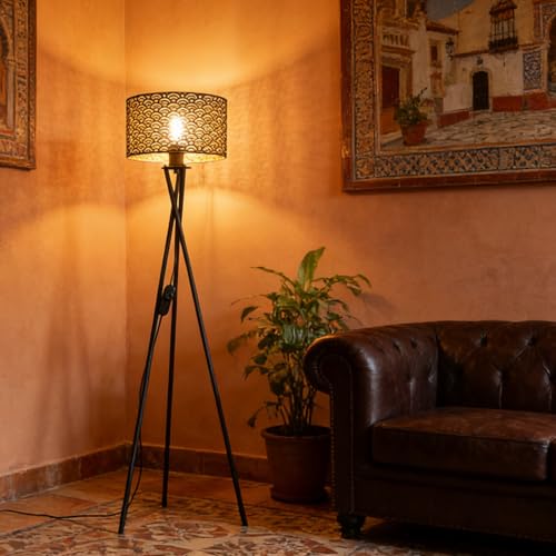 Lámpara led pie ideal para crear ambiente acogedor junto al sofá 6
