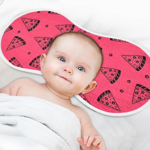 2 Pack Muslin Burp Cloths Pizza Rose Red Cotton Baby Burp Cloths Extra Absorbent and Soft Burping Cloth for Newborn Boys Girls, Large 22" x 11"4
