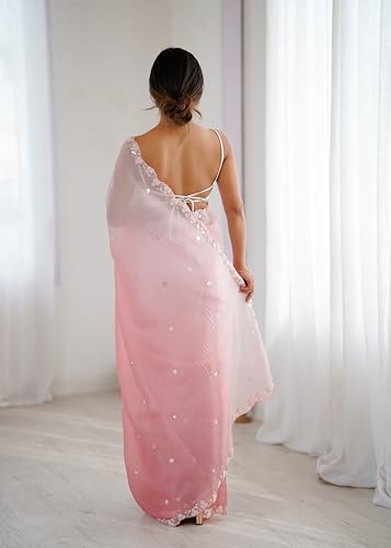 Image of Women's Chiffon Embellished Saree With Unstitched Blouse Piece
