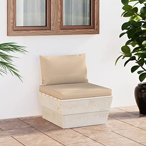 Solivagant Sofá Central de palets jardín Cojines Madera Abeto impregnada,Beige,18.8kg