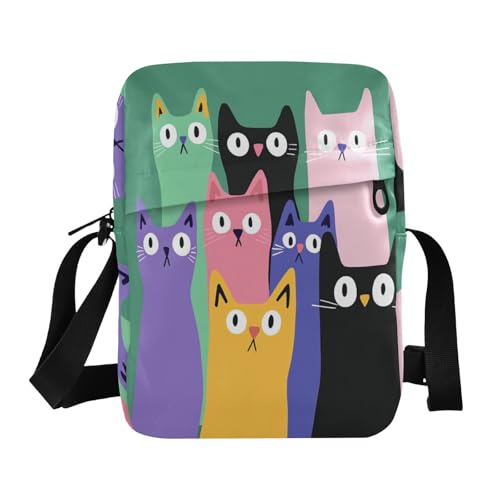 Colorful Cats messenger bag for women crossbody shoulder bag men Purses Cross Body Bag Adjustable Strap for Casual School