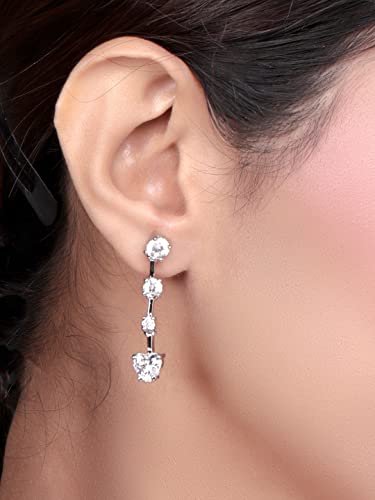 Image of Pissara 925 Sterling Silver Cubic Zirconia Earrings For Women And Girls|with Authenticity Certificate, 925 Stamp & 6 Months Warranty