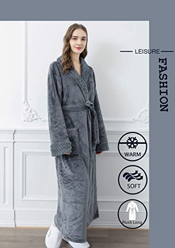 Winds Dream Big And Tall Fleece Robes For Women,Womens Flannel Bathrobe Long Length,Robes For Women Plush Warm And Soft(Grey,X-Large) #TOP2