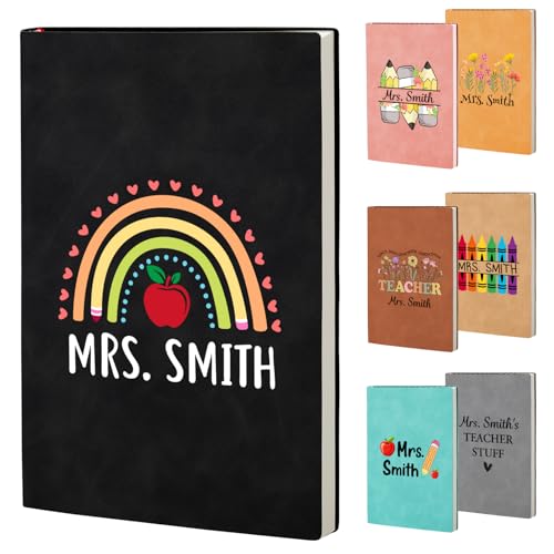 Personalized Teacher Notebook,Back To School Teacher Gifts For Women Men,Leather Custom Teacher Journal With Name, Teacher Appreciation Gifts,First Day Of School Thank You Christmas Gifts For Teachers