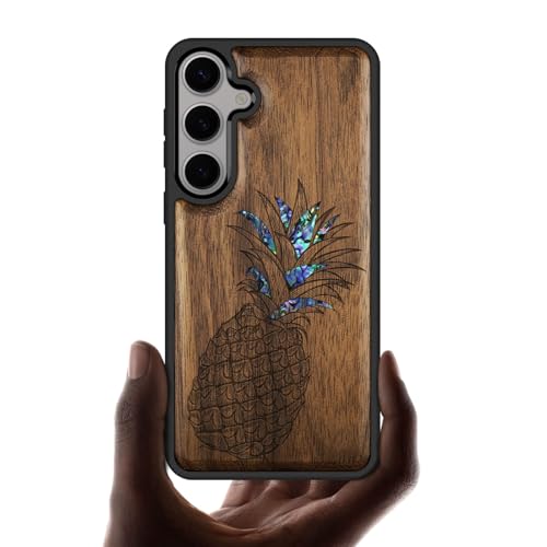 Coque en bois Galaxy S25 Plus gravée avec incrustation coquille haut de gamme Carveit