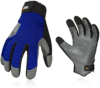 Vgo... Safety Leather Work Gloves,Mechanics Gloves,Impact Gloves,Anti-Vibration Gloves,Rigger Gloves,Heavy Duty,Water Resistant(CA7722IP, Brown, Size L, 1Pair)