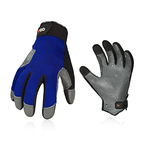 Vgo... Safety Leather Work Gloves,Mechanics Gloves,Rigger Gloves,Water Resistant,Light Duty(Size Xl,Blue,Ca9774Wr) #TOP26