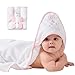 Viviland Baby Towels and Wash Cloths Set - Hooded Towels, Face Towels, Burp Cloths or Wipes - Absorbent Bath Towels - 6-Pack, Size 28 x 28 Inch (Pink Unicorn)