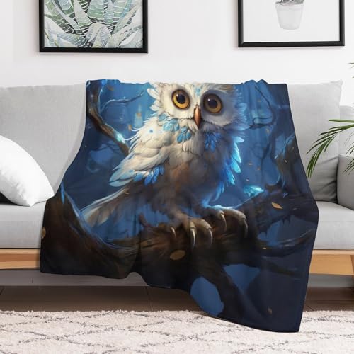 Couverture hibou plaid canapé flannel pour soirées cocooning