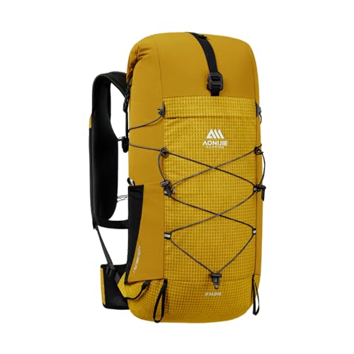 AONIJIE 24L Lightweight Hiking Backpack for Men, Adjustable & Multifunctional Backpacking Travel Gear Running Daypack (24L-Yellow)