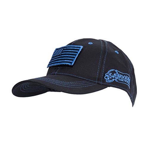 VooDoo Tactical 20-9352136000 Classic Cap with Removable Flag Patch, Black/Blue Stitching