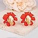 LAXPICOL Fashion Flower Clip On Earrings For Women Cute Lovely Acrylic Red Flower Earrings No piercing Earrings